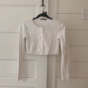 Brandy Melville White Cropped Cardigan